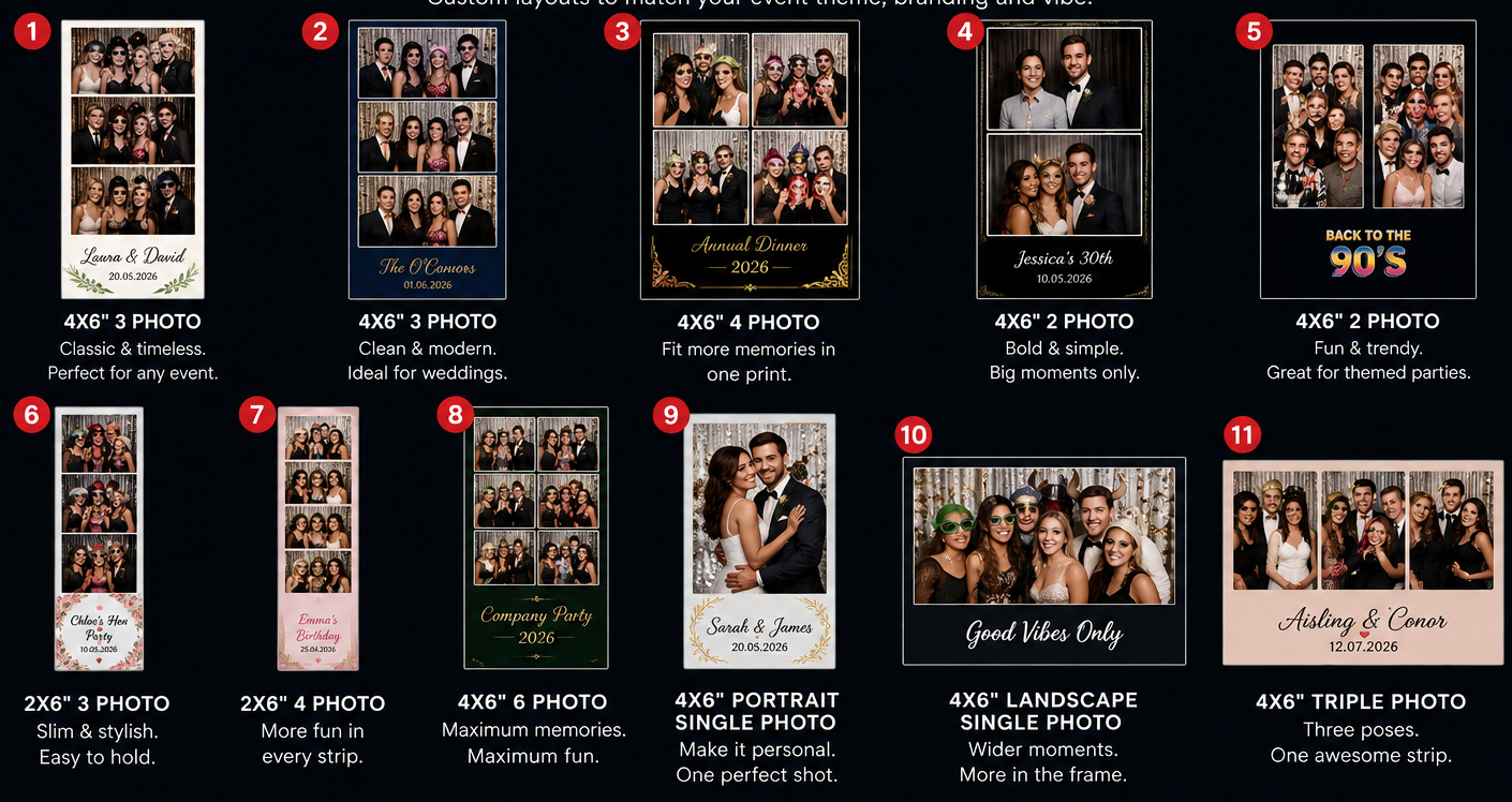 360 Stage custom SnapBooth photo strip layouts