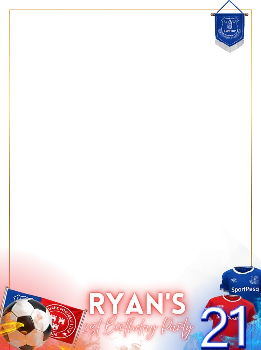 Ryan’s 21st 360 photo booth overlay design by 360 Stage, football theme