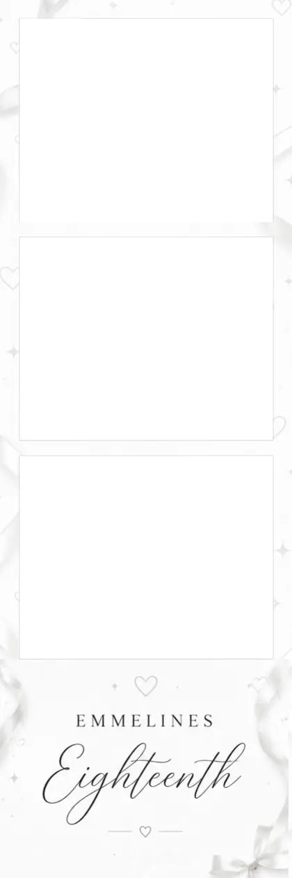 Emmeline’s 18th Snap Booth print design by 360 Stage, minimal strip