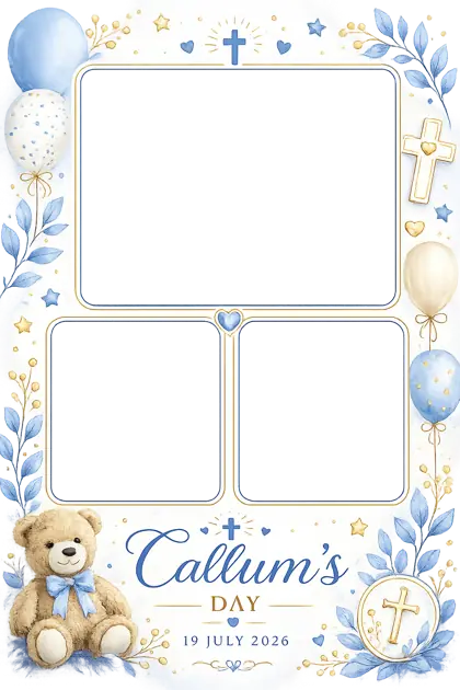 Callum’s Day Snap Booth print design by 360 Stage, christening print