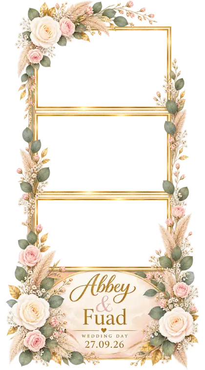 Abbey & Fuad Snap Booth print design by 360 Stage, floral wedding print